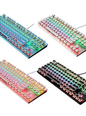 Wired 87 Keys Green Axis Punk Mechanical Keyboard Metal Pane