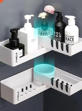 Bathroom Corner Shower Shelf Rack With 4 Hook Wall Mounted