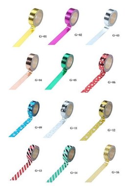 1X 15mm*10m Gold Foil Washi Tape Silver/Gold/Bronze/Rose/Gre