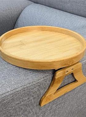 Wooden Side Tables Natural Bamboo Sofa Armrest Clip-On