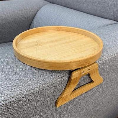 Wooden Side Tables Natural Bamboo Sofa Armrest Clip-On