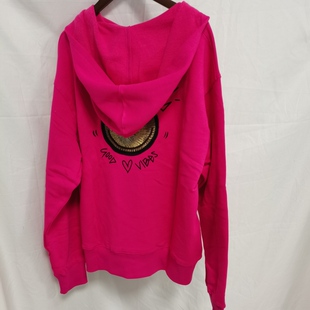 2021 Back Embroidery Letters Rose Pink Hooded Sweatshirt Wom