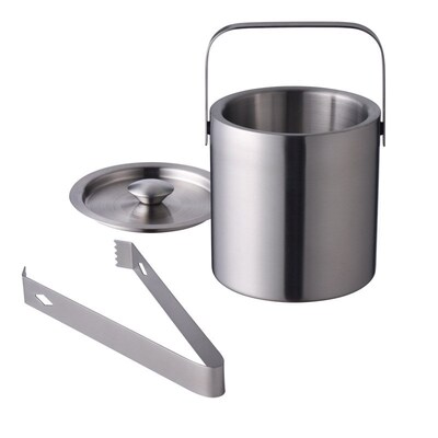 1.3L Stainless Steel Ice Cube Container Double Walled Ice Bu