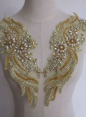 2pc Luxury Glass Rhinestone patches for clothing DIY