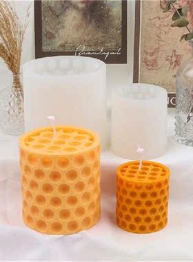 New Silicone Honeycomb Cylindrical Dot Candle Mold 3D
