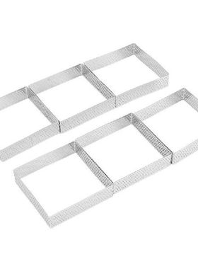 6PCS Square Stainless Steel Porous Tart Ring Bottom Tower