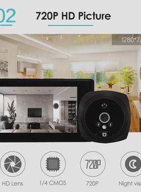 Electronic Peephole Doorbell 4.3 inch Wireless 160 Degree Di