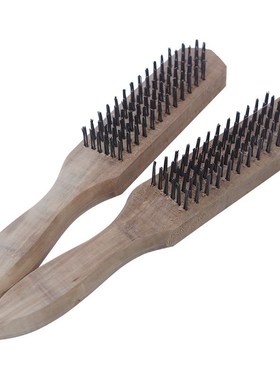 Wood handle steel wire brush metal derusting cleaning brush