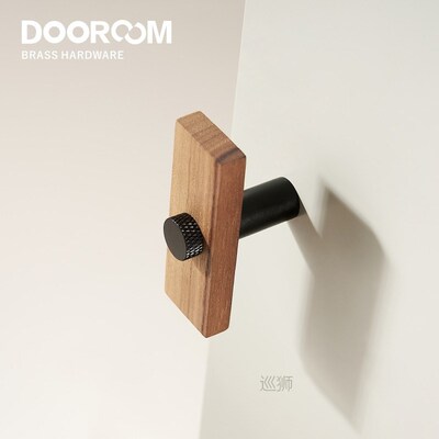 Walnut Brass Hooks Bathroom Indoor Kitchen Hallway Wall Clot