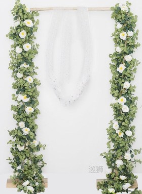 Artificial Flowers Garland Fake Peony Eucalyptus Vine Greene