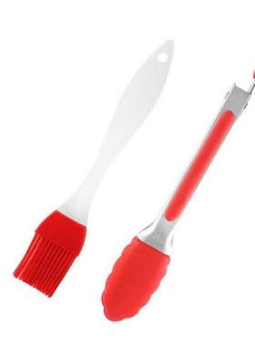 2pcs/Set Kitchen Tong & Oil Brush Cookware Utensils Food