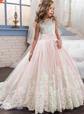 Kids Girl Elegant Weddings Pearl Petals Girl Christmas Dress