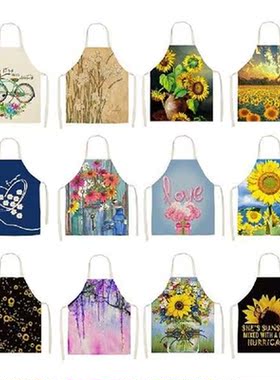 Washable Linen Printing Woman Apron Funny Restaurant Waiter