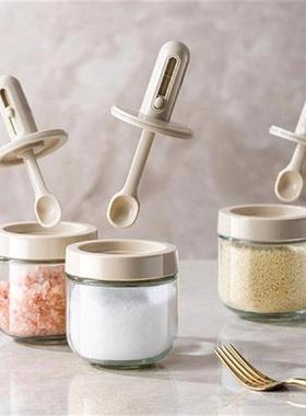 Spice Jar With Lid Spoon Set Plastic Herb Condiment Tins