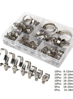 60 PCS 8mm-38mm Mulit-Size Stainless Steel Hoop Clamp Hose C