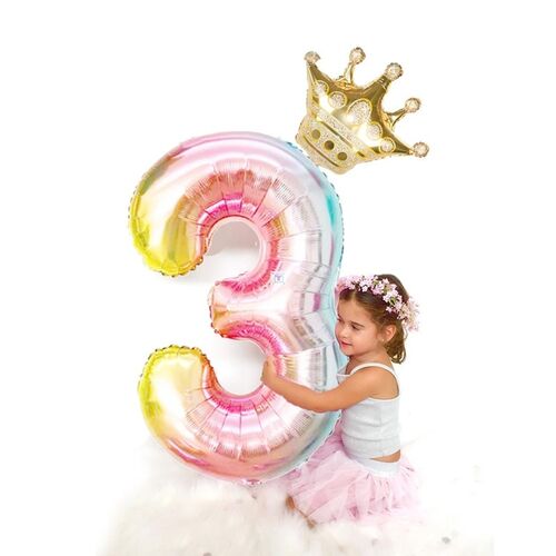 32inch Rainbow Unicorn Foil Number Balloons Kids Birthday