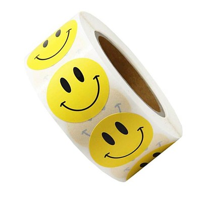Smiley Face Sticker 500 Pcs/roll for Kids Reward Sticker Ye