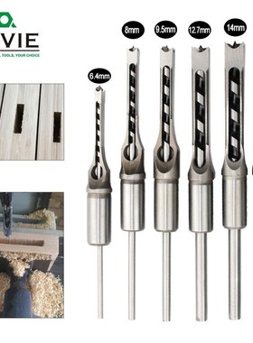 6PCS HSS wist Drill Bits Square Auger Mortising Chisel Drill
