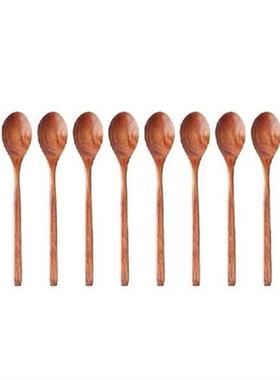 Wooden Spoons, 10 Pieces Wood Soup Spoons For Eating Mixing