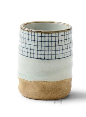 ceramic soup cup tea cup handpainted lattice pattern teacup