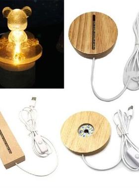 Handmade Resin Art Wood LED Light Dispaly Base Crystal