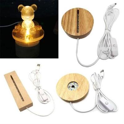 Handmade Resin Art Wood LED Light Dispaly Base Crystal
