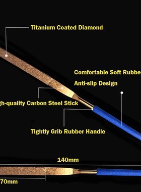 10pcs Titanium Coated Diamond Files Set 3x140mm Soft Rubber