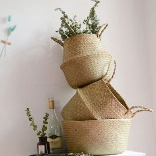 Bamboo Basket Handmade Storage Laundry Folding Clthoes