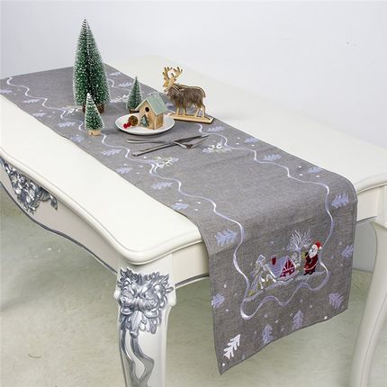Christmas Table Flag Santa Claus Table Runner Cloth Embroide