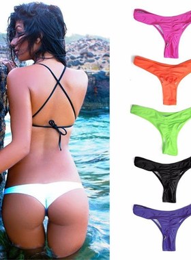 Swimwear Women Briefs Bikini Bottom Side Ties Brazilian Thon