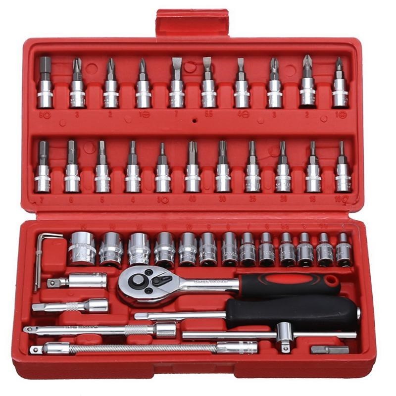 New 46pcs/set Professional Wrench Socket Set Hardware Car Bo