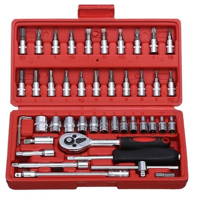 New 46pcs/set Professional Wrench Socket Set Hardware Car Bo