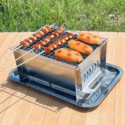 Thicken Stainless Steel Charcoal Grill Tabletop Outdoor