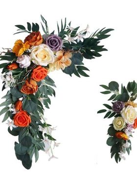 Silk Artificial Flower Arch Decor Orange Rose Flower Decor A