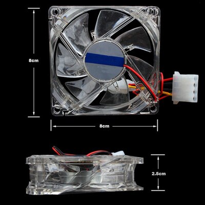 Quiet Desktop PC Case Fan Cooling 4 LEDs New 80mm Crystal Fr
