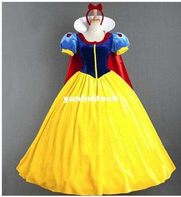 Women Adult Halloween Cartoon Princess Snow White Costume Fo