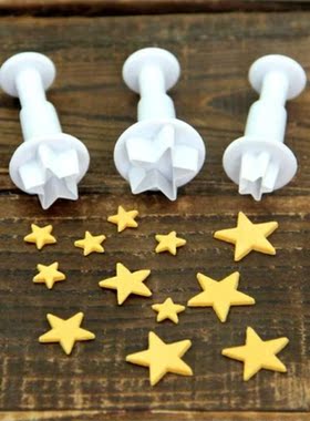 3Pcs/Set Star Shape Fondant Cake Decorating Plunger Biscuit