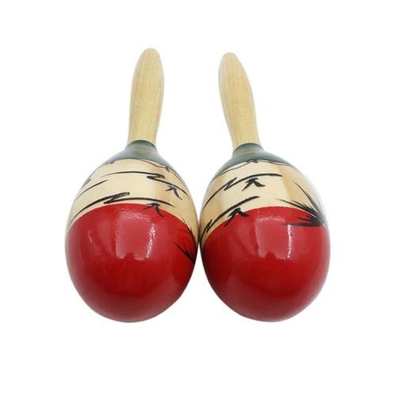 2PCS Wooden Large Maracas Rumba Shakers Rattles Sand Hammer