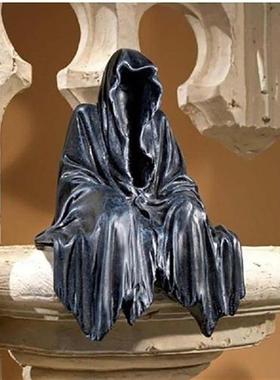 Horror Black Grim Reaper Statue Creative Thrilling Robe