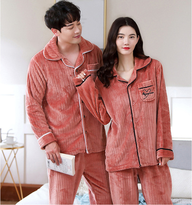 Winter Thick Soft Warm Flannel Pajamas Sets For Men Women Lo