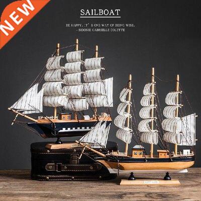 desk Decoration home wooden Sailboat model boat decor