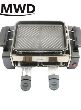 Smokeless Electric Raclette Grill Double Layers Non-Sti