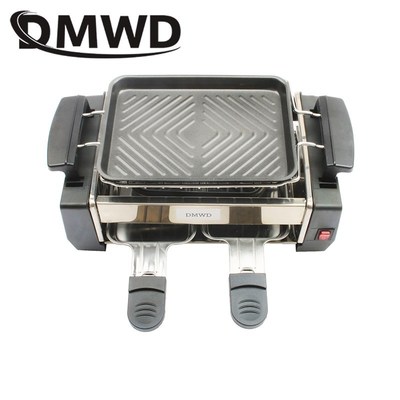 Smokeless Electric Raclette Grill Double Layers Non-Sti