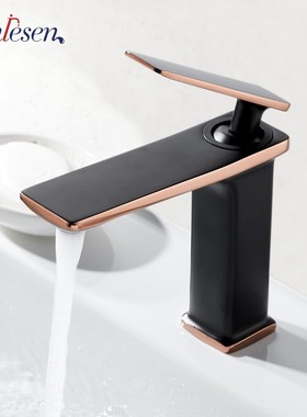 Senlesen Basin Faucet Bathroom Mixer Tap Black Golden Deck