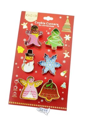 6pcs/set Christmas Cookie Cutter Mold 3D Stainless Steel Bis
