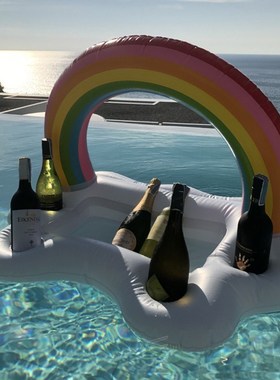 Rooxin Inflatable Drink Holder Rainbow Pool Float Swimming