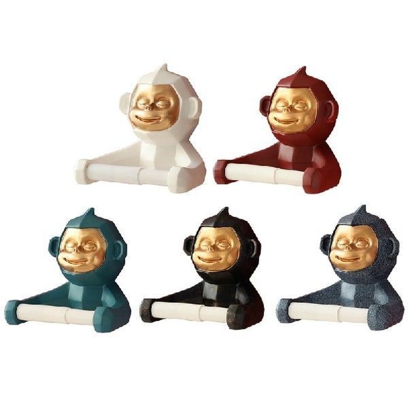 Cute Monkey Wall Mounted Paper Roll Holder Tissue Rack