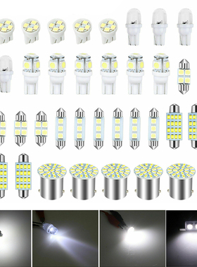 42 Pcs Car Interior White LED Light Mini Bulbs Kit 6000K Can