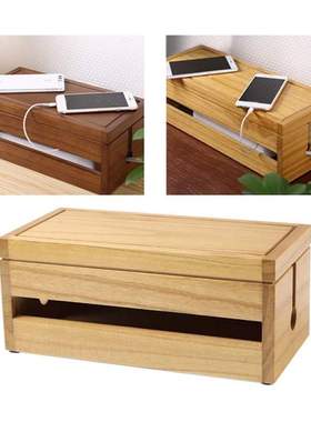 Cord Management Box Wooden - Cable Organizer Hide Power Stri
