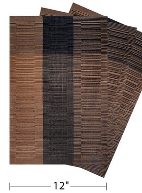 Placemat, 8 Woven Vinyl Placemats Per Group, Bamboo PVC Insu